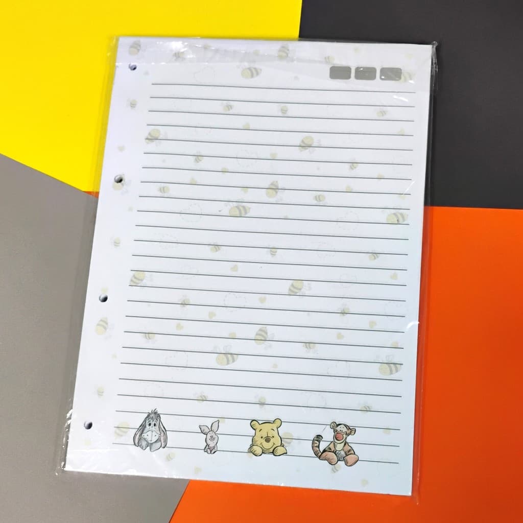 Folhas de fichario e caderno de Discos Ursinho Pooh - Refil de fichario Ursinho Pooh - Refil de caderno de  disco Pooh