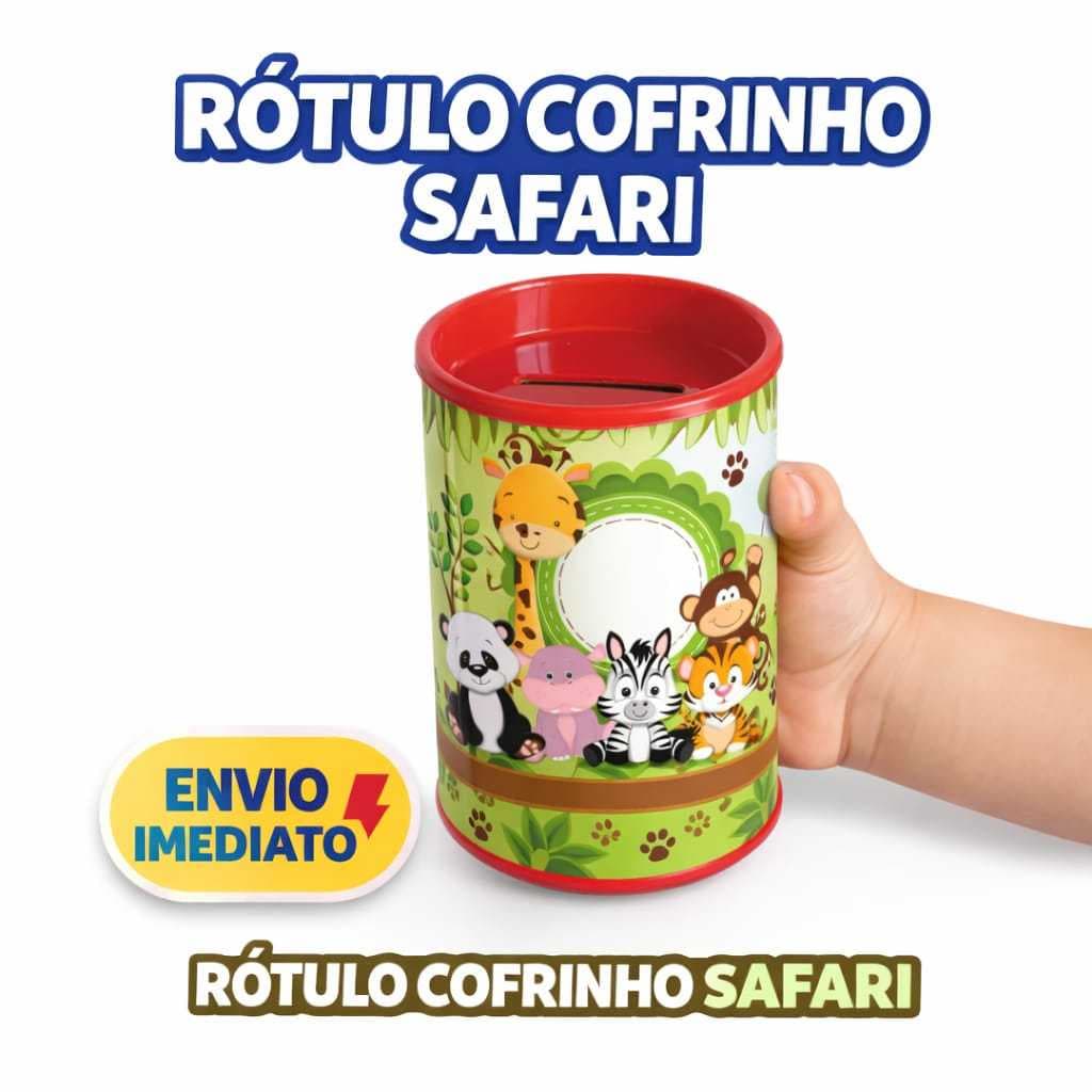Kit 65 Rótulo Adesivo Tema Safari Personalizado cofrinho/bolinha de sabão/Tubete Aniversário, Lembrancinha