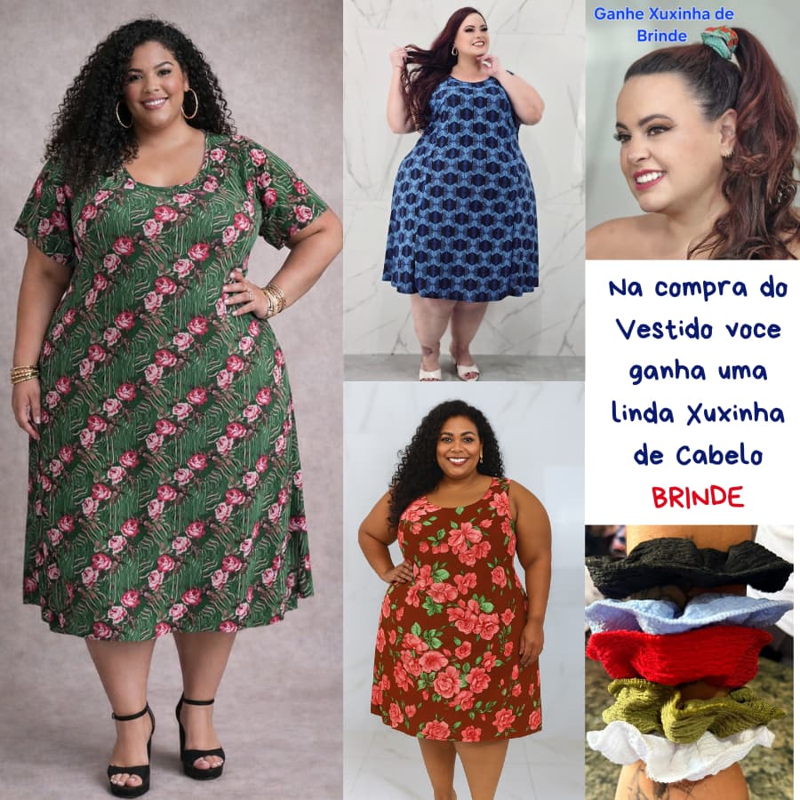 Vestido Em Malha Fria Feminino Plus Size Fresquinho G4 ao G6 Manga Curta/Regata