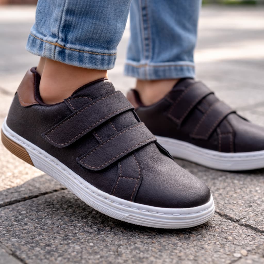 Tenis Sapatenis Masculino Velcro Casual Escolar Sem Cadarço