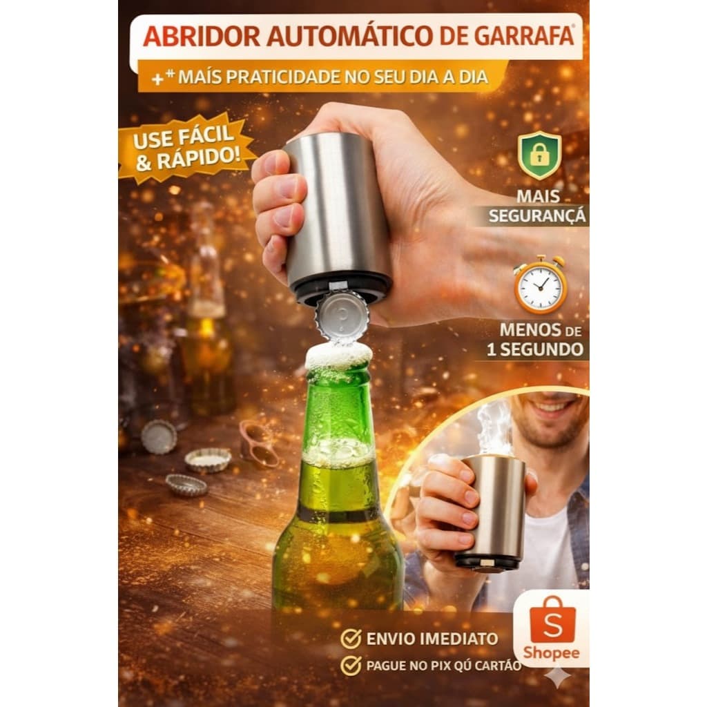 Abridor de Garrafa Automático Magnético cerveja bebidas chic