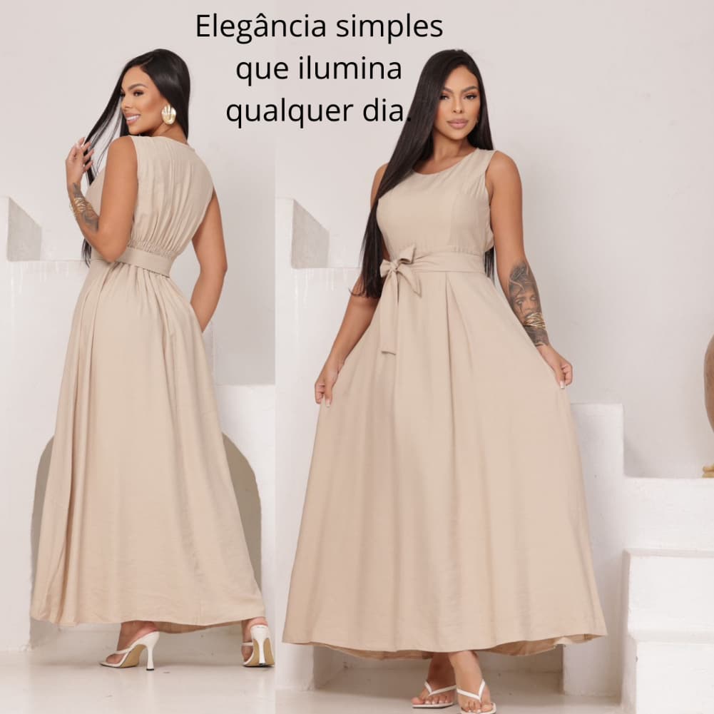 Vestido Feminido Elegante  Casual Estilo Regata Tecido Sensoriale