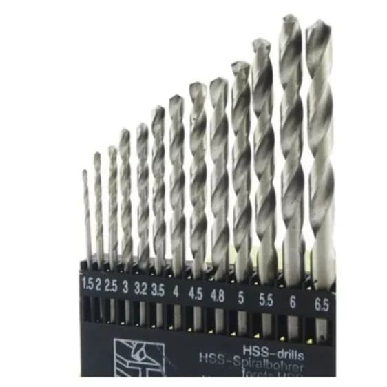 Jogo de Broca Aço Rápido 13 Peças HSS para Metal Madeira Plástico – Kit Brocas Furadeira 1.5mm a 6.5mm - Ultimas Unidade