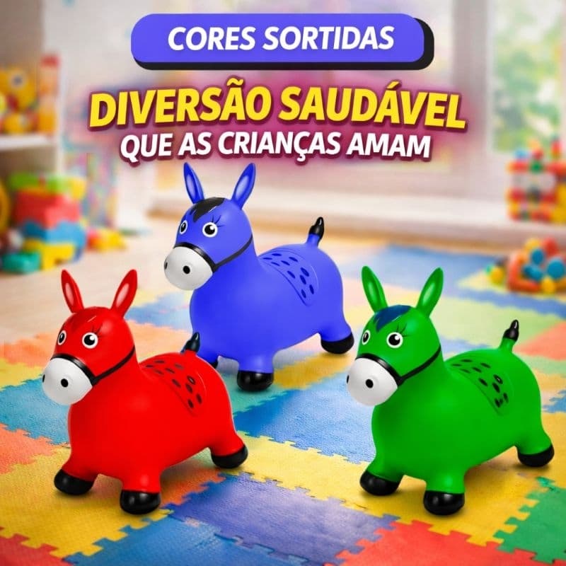 Cavalinho Pocotó Inflável Infantil Upa Upa Grande com Música Brinquedo Resistente Cores Sortidas