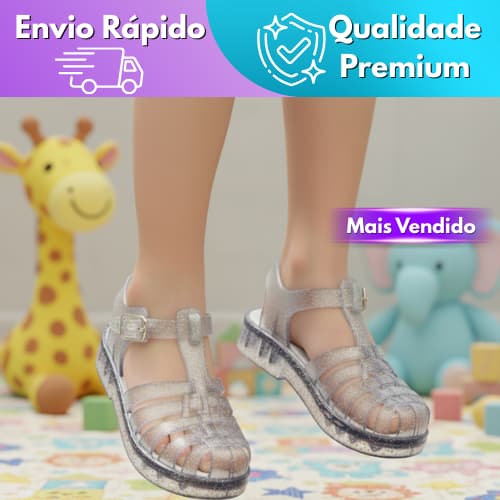 Sandália Baby Flexível Silicone Macio Não Machuca o Pé Ajustável Leve