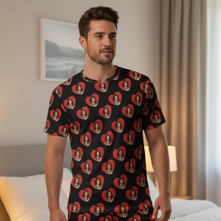 Camiseta personalizada com foto dentro do coração namorada