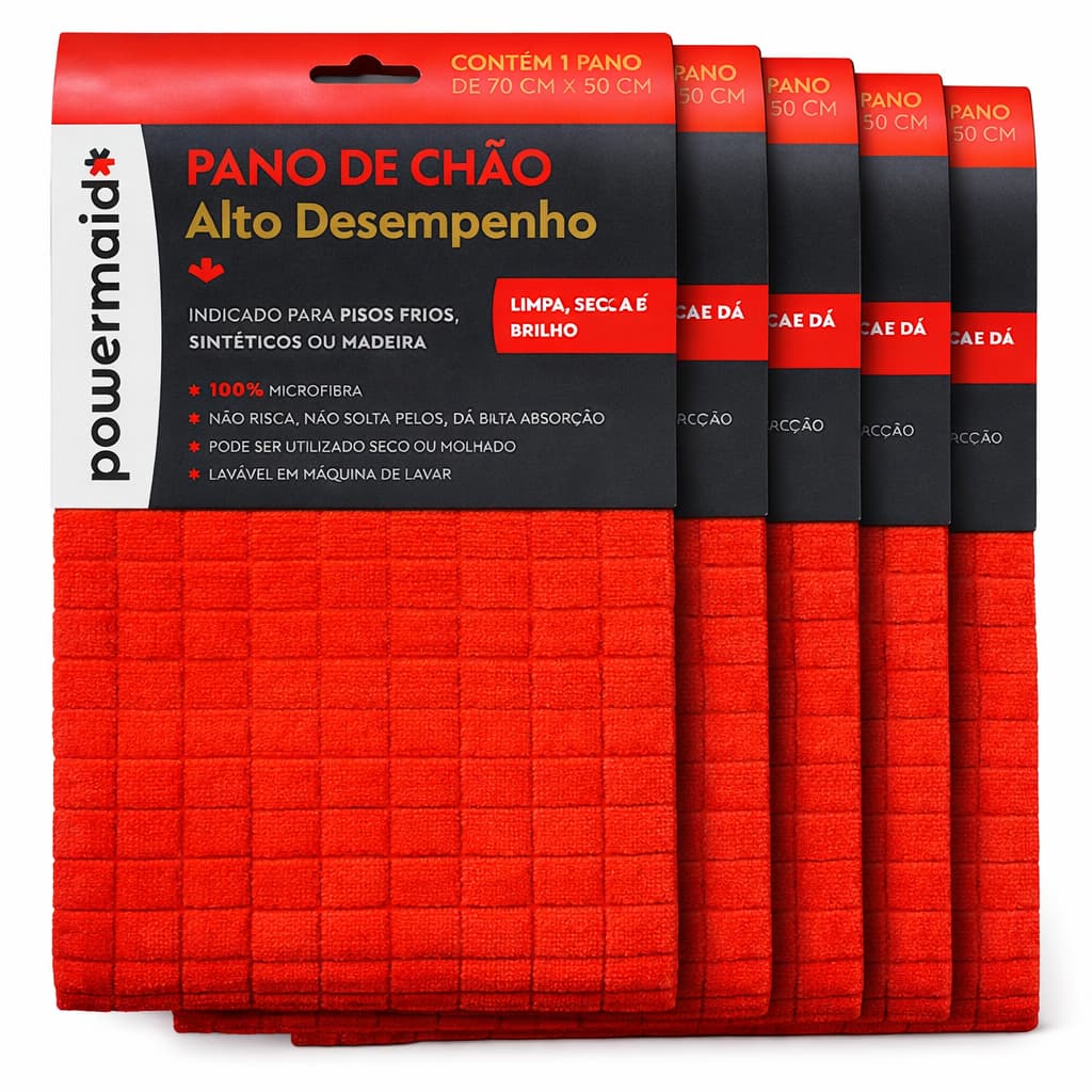 Kit 5x Pano Microfibra 50x70 Grande Limpeza Chão Carro Prato