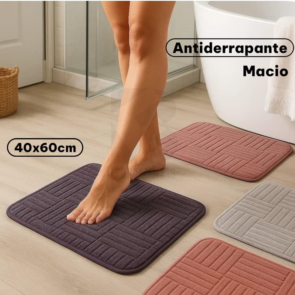 Tapete Antiderrapante Decorativo para banheiro, quarto Retangular em Poliéster 40x60cm Geometrico macio Lavável