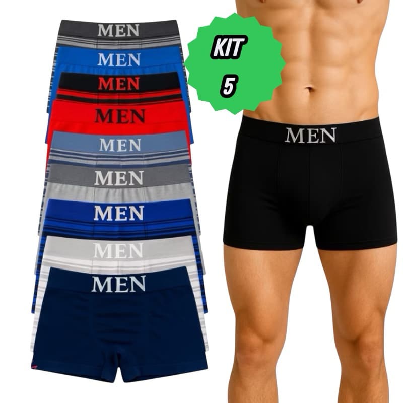 Kit 5 Cuecas Box Masculinas Microfibra Premium Conforto Homem