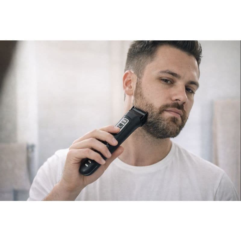 Aparador de Barba Elétrico 3 em 1 Recarregável Bivolt com Cortador de Cabelo e Nariz Profissional