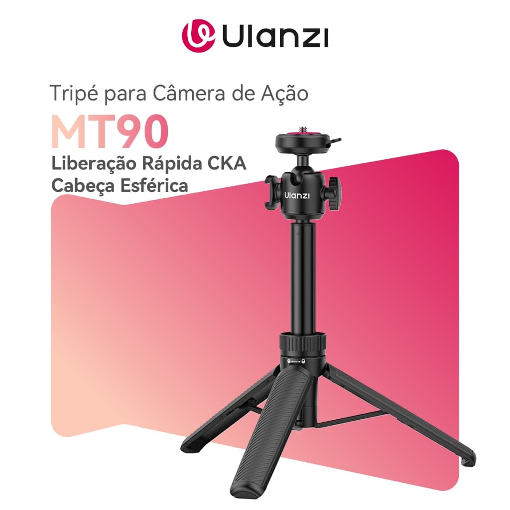 ULANZI MT90 Suporte Tripé para Câmera de Ação, Alça Vlog com Liberação Rápida CKA e Cabeça Esférica