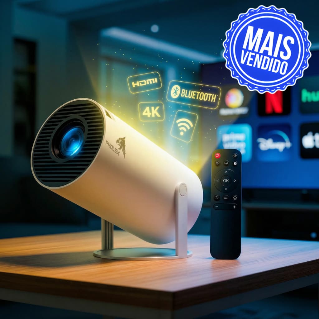 Projetor HY300 Portátil Smart Android 11 4K Ultra HD Wifi Bluetooth Alto Falante Embutido