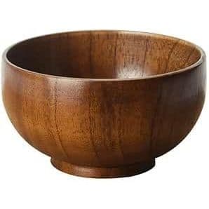 Tigela de Madeira 12CM e 14 CM Vasilha para Servir Bowl de Bambu Marrom Guardar Comida Restaurante