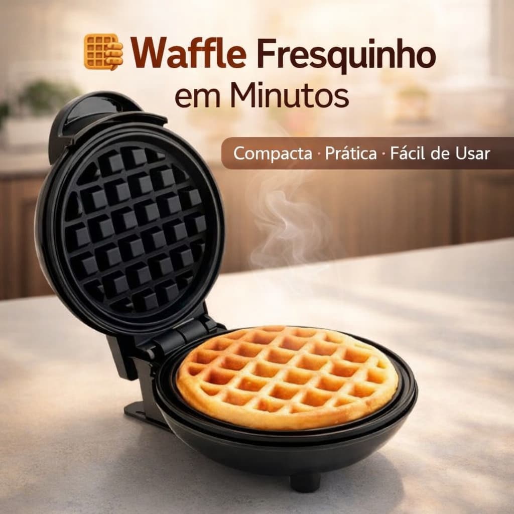 Mini Máquina de Waffles Elétrica Casa Cozinha Fazer Waffle Panquecas Automático 110v