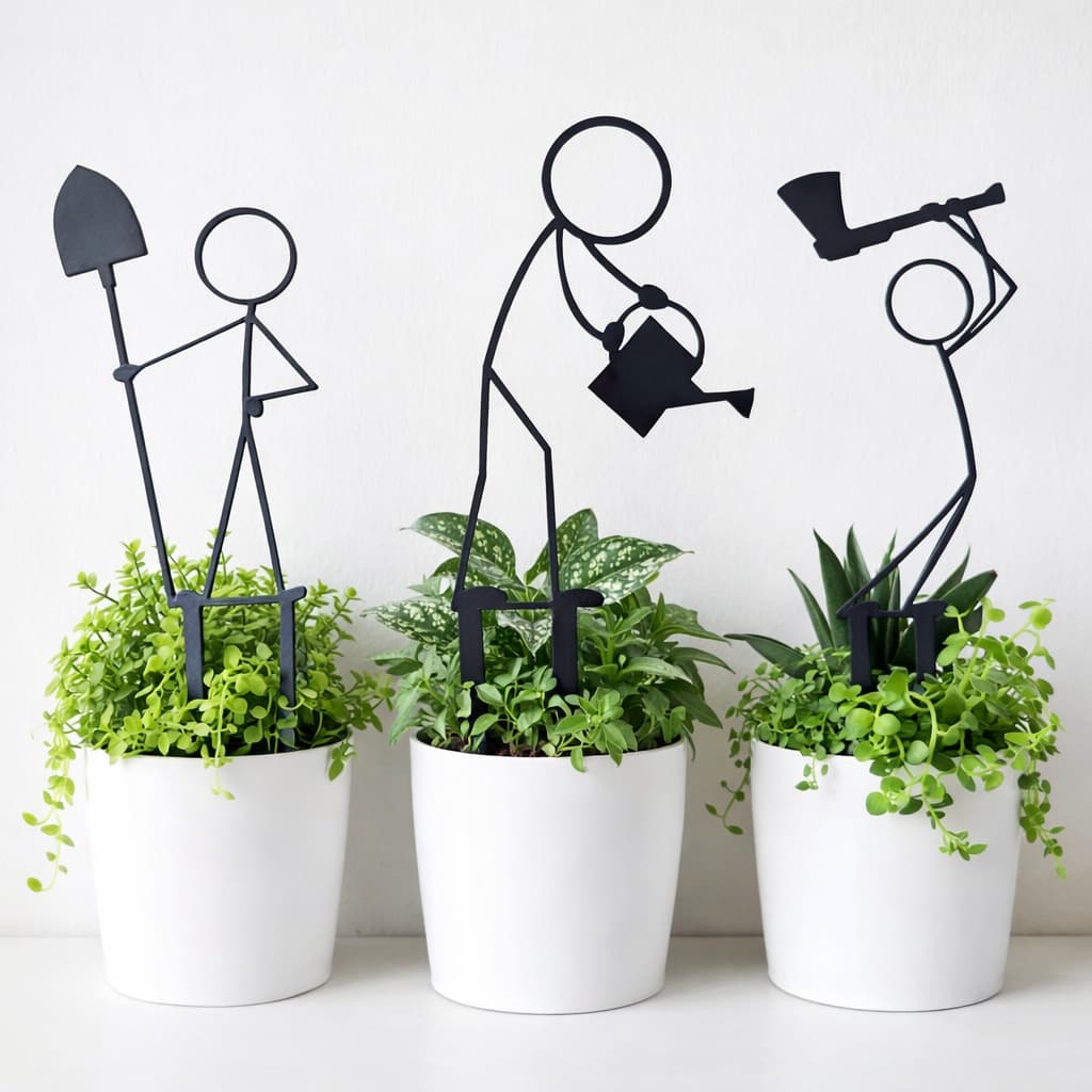 Decoração para vasos -Os Jardineiros com 3 unidades, para plantas , decoração vasos,
