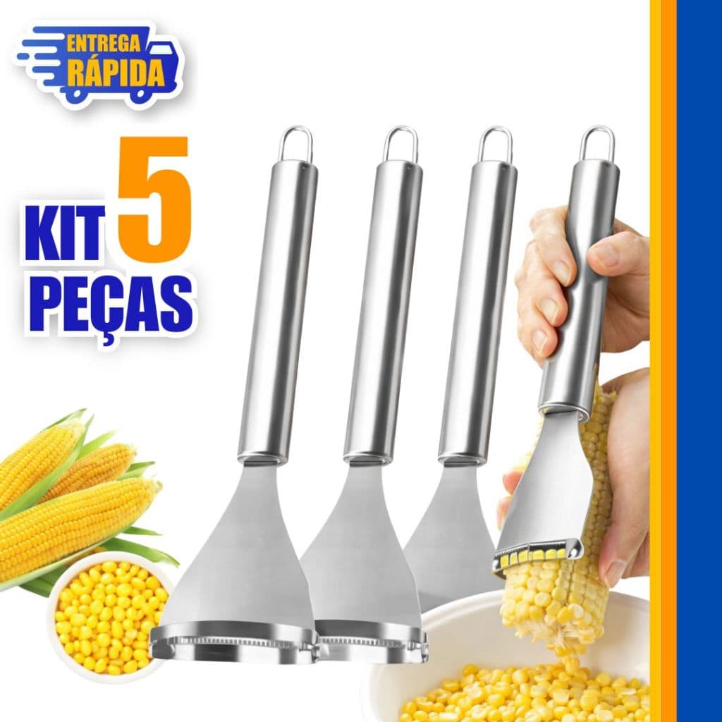 Kit 5/4/3/2 Descascador cortador de Milho de Aço Inoxidável Fácil e Prático para Descascar Frutas e Vegetais