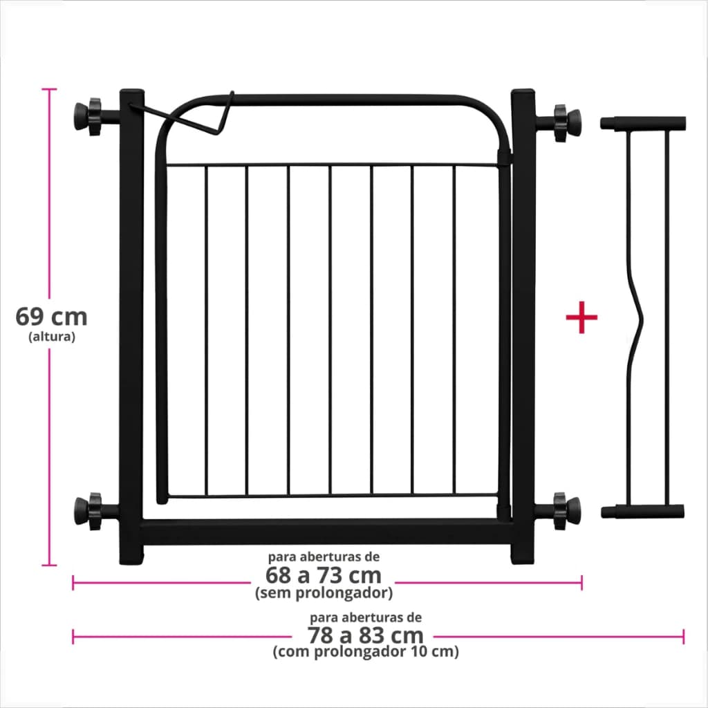 Grade Portão de Proteção Para Cães Cachorro Crianças e Bebês Portas de 69 cm até 84 Cm Promoção