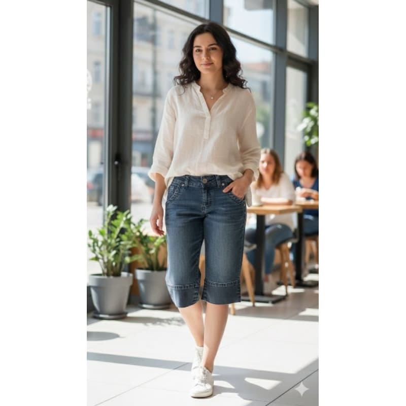 BRECHO Bermuda Jeans com Lycra - Tamanho 38 👖✨
