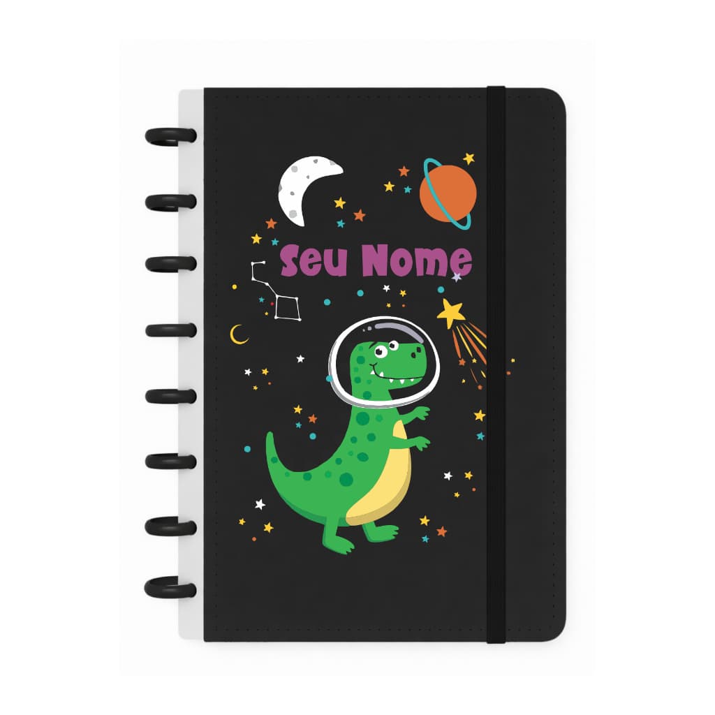 Caderno de discos  personalizado - Caderno com nome Planner personalizado - Caderno A4, A5 e B5 Dino Astro
