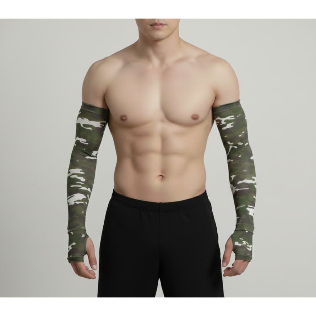 Kit 3 Pares de Manguito Camuflado com Dedeira – Proteção Solar UV e Alta Elasticidade para Esportes ao Ar Livre
