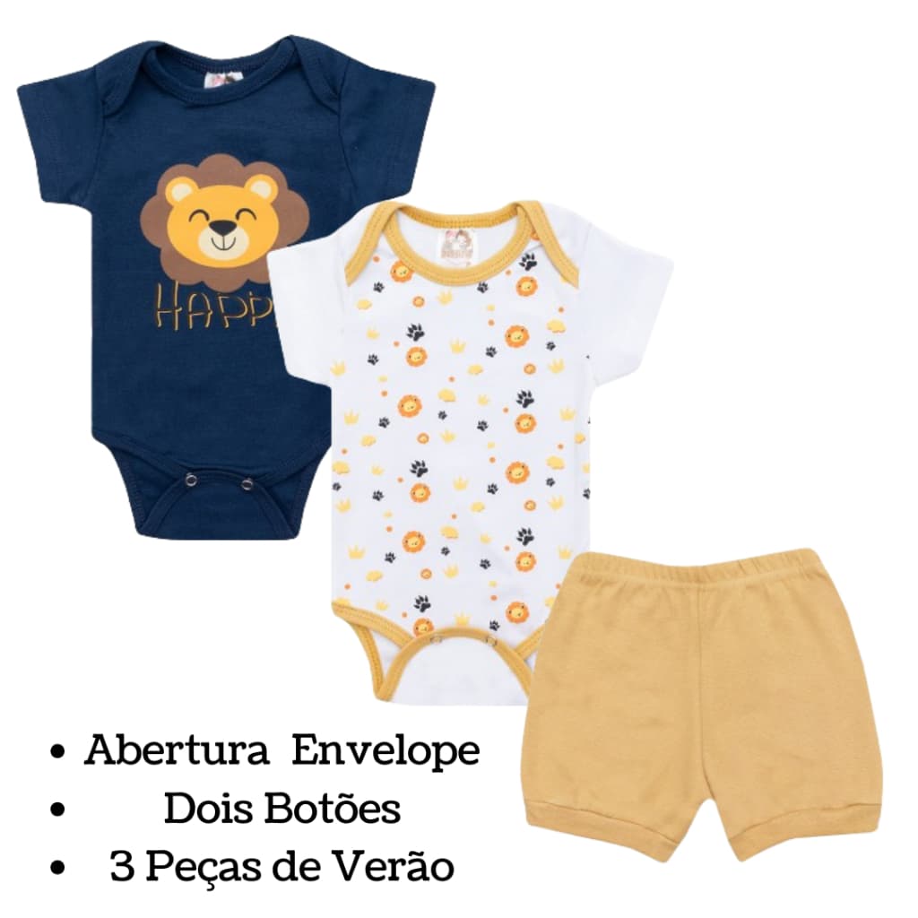 Kit body Bebê 3 peças Roupas de Bebe Conjunto Bebê Verão Roupa de Verão