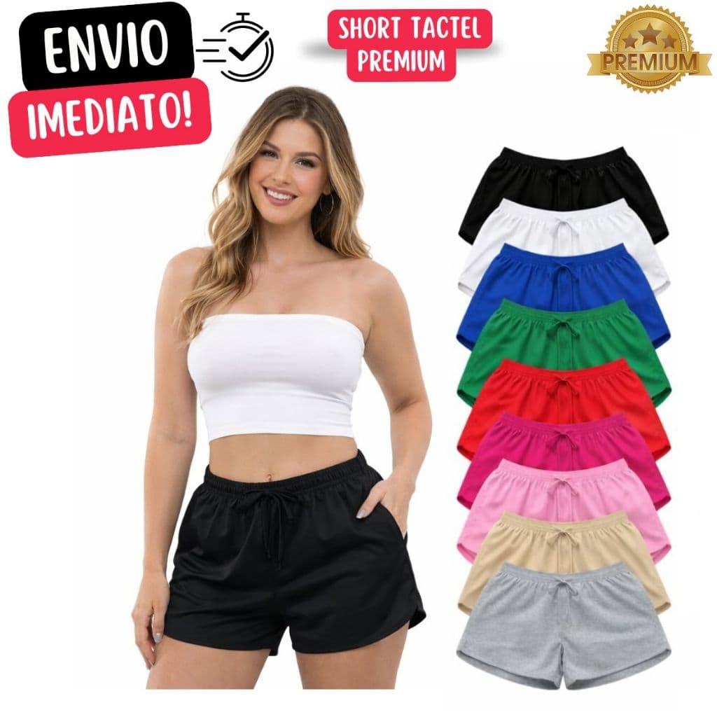 Short Tactel Feminino Academia Praia  Shorts Piscina Treino Corrida Shortinho Ver茫o Premium