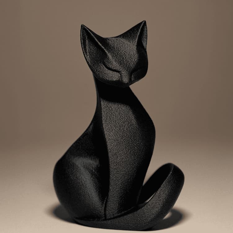 Escultura Decorativa Gato Preto e Branco Minimalista para Estante e Mesa