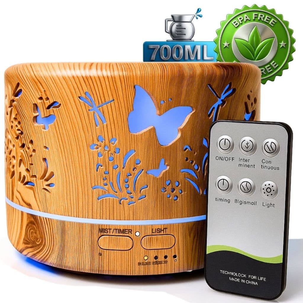 Difusor Essencial Ultrassônico 700ml com Controle Remoto purificador de ar com lâmpada led
