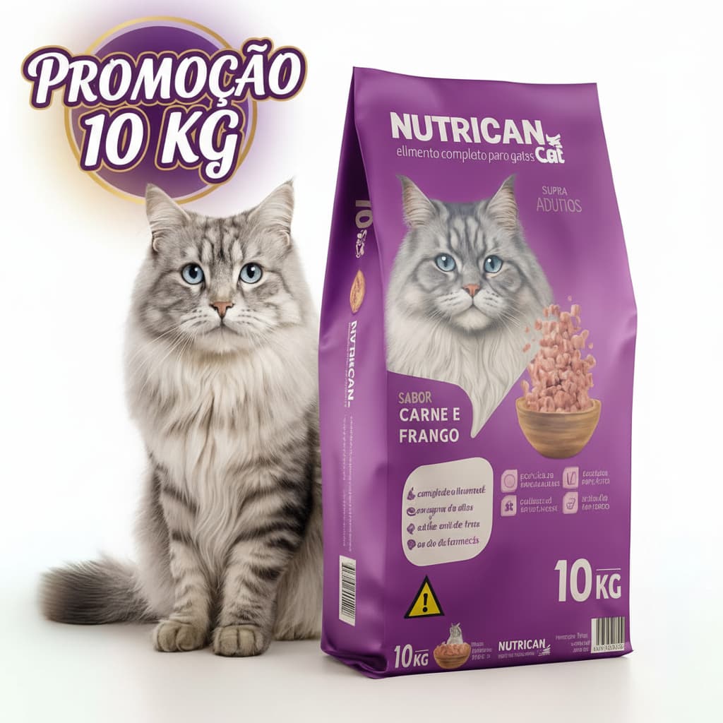 Ração Para Gatos Adultos Nutrican Cat Carne & Frango – 10,1kg