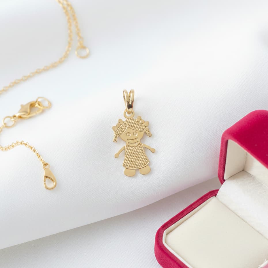 Colar + Pingente Banhado a Ouro 18K Menino ou Menina
