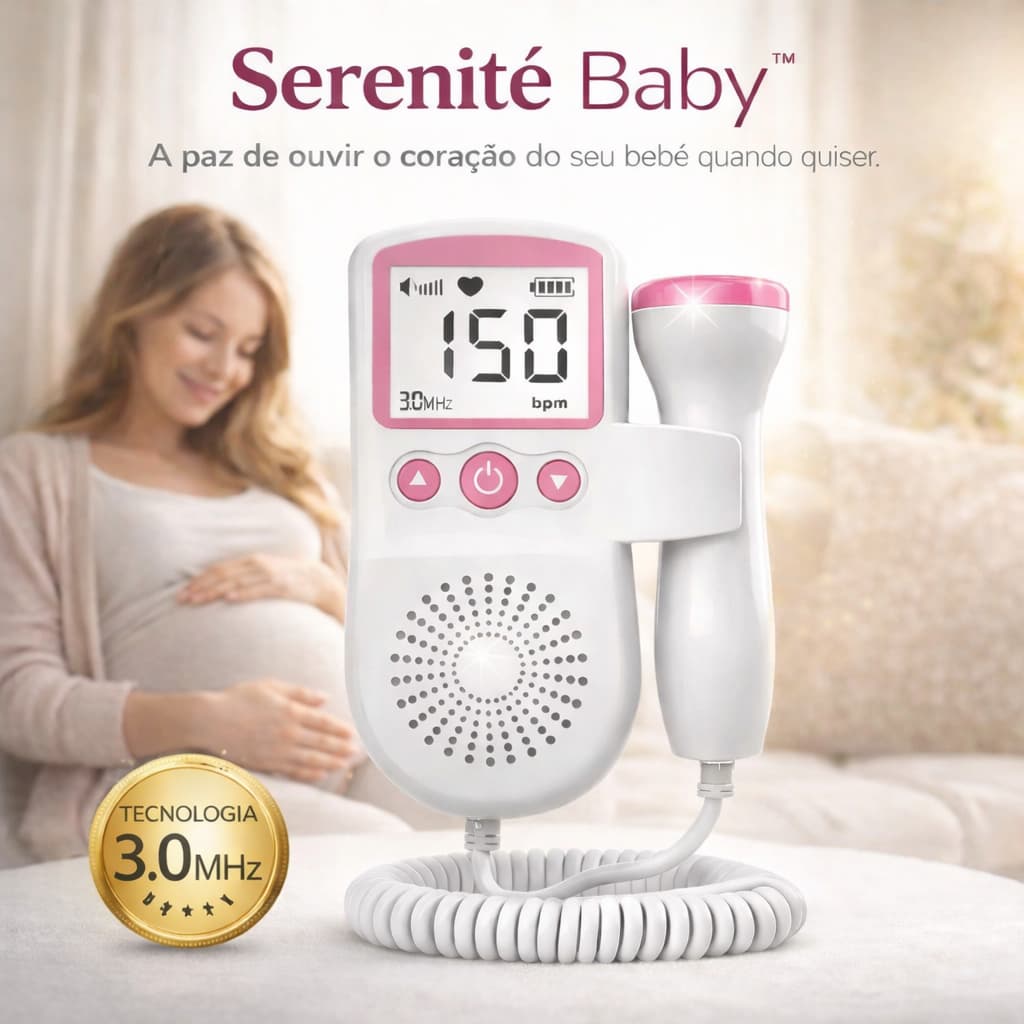 Monitor Batimento Cardíaco Bebê Grávida Doppler Fetal Ultrassom Frequência Aparelho Portátil