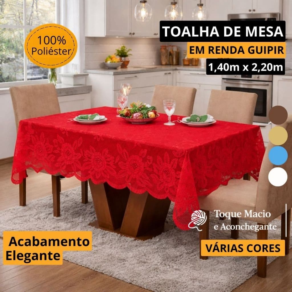 Toalha de Mesa Sofisticada para Decoração com Renda Gripir