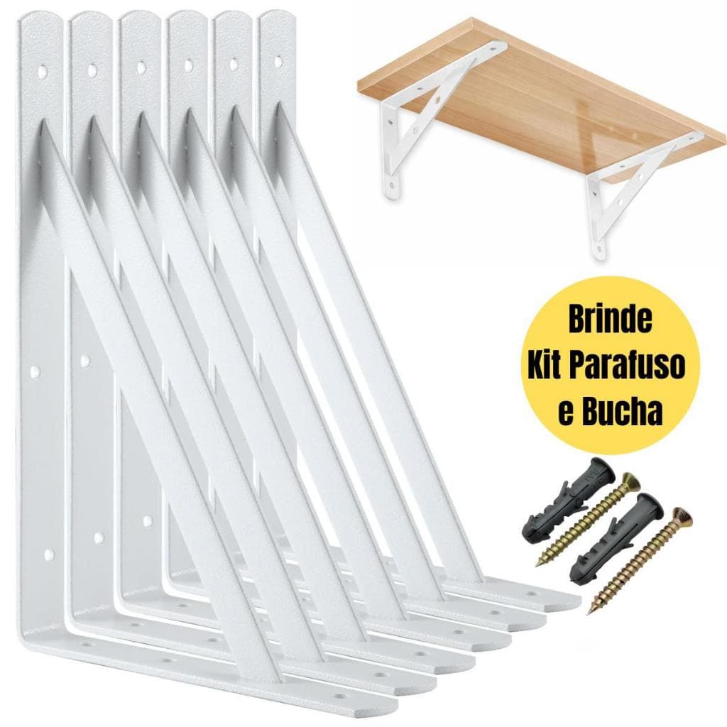 Suportes Mão Francesa 29cm/23cm/19cm Canto Tábua Cantoneira Reforçada Branca BP