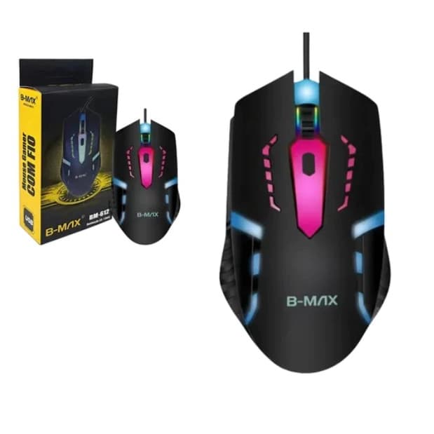 MOUSE GAMER COM FIO COM LUZ RGB COLORIDA BM-612 B-MAX
