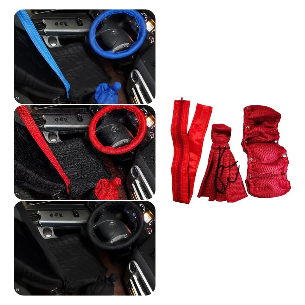 Kit Capa para Volante Marcha e Cinto de Carro/Caminhão/Ônibus Anti Suor Tela Space