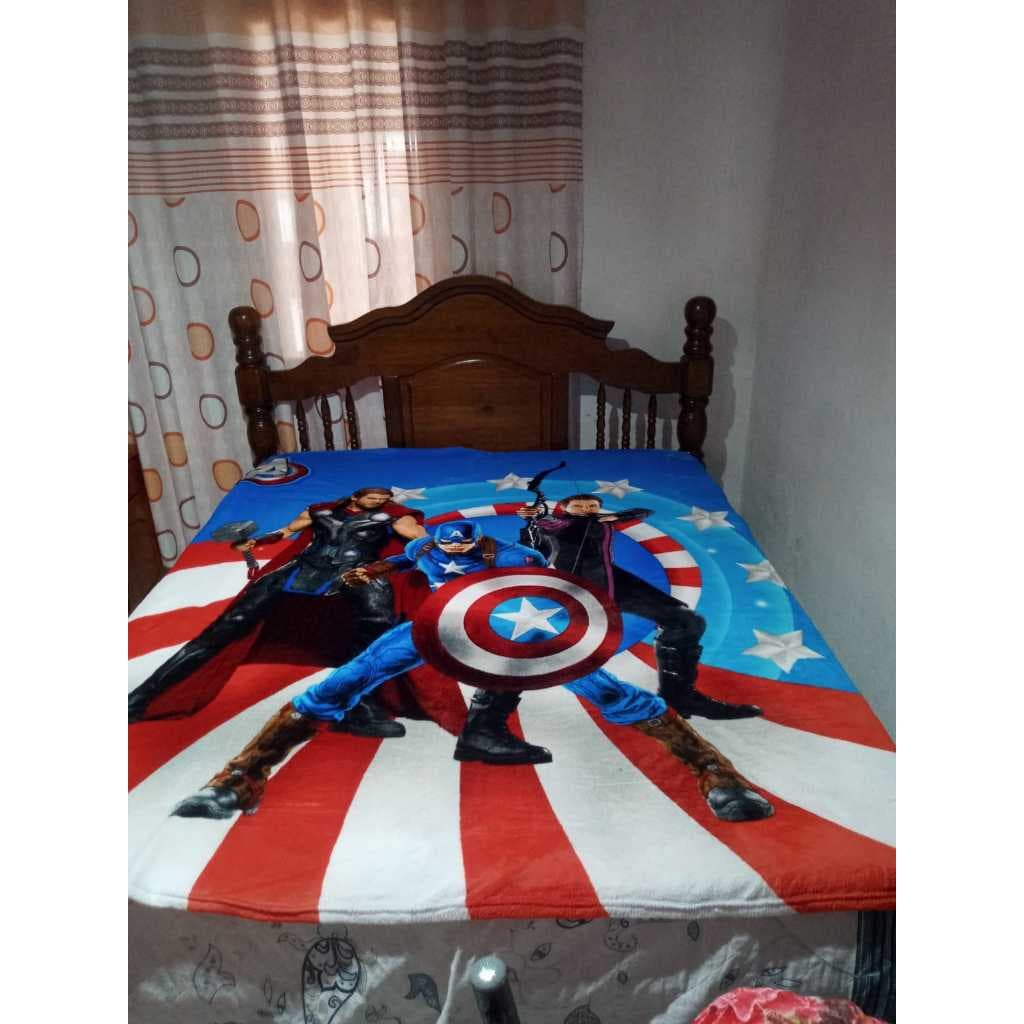 Manta de casal 100% microfibra - capitão América