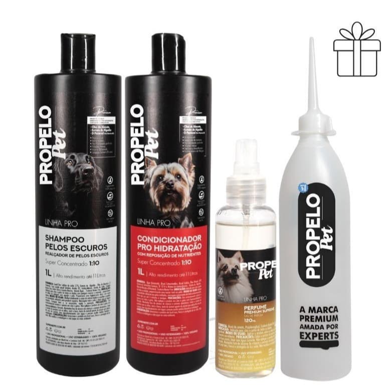 Kit Shampoo Pet Pelos Escuro + Condicionador + Perfume +Brinde