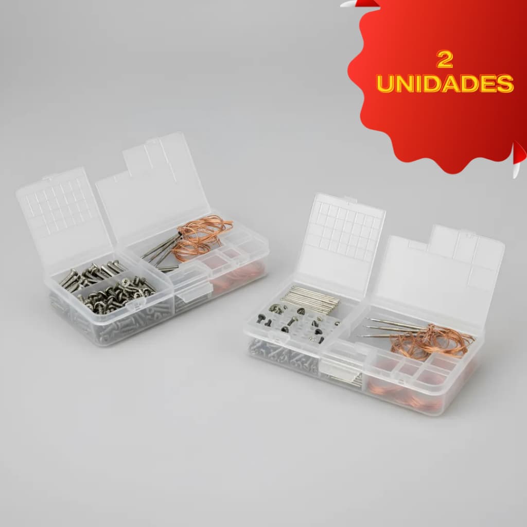 Caixa Plástica Organizadora Box Para Ferramentas Componentes Parafusos e Placas Multiuso 2 Unidades