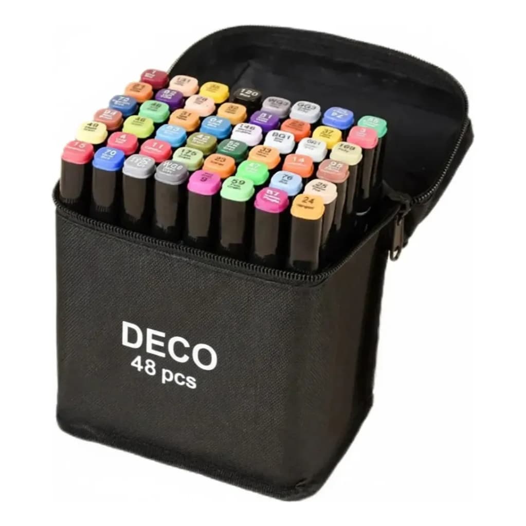 Kit Canetas Marcadoras Artísticas 48 Cores – Estojo Premium com Zíper
