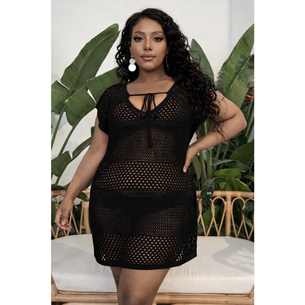 Moda Praia Plus Size Blusa Feminina Cordão Saída Vestido