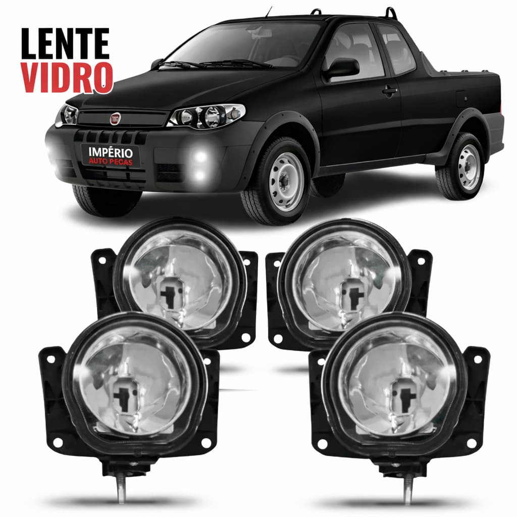 Jogo Farol Milha Fiat Strada 2005 2006 2007 2008 2009 2010 2011 2012 Farol Auxiliar