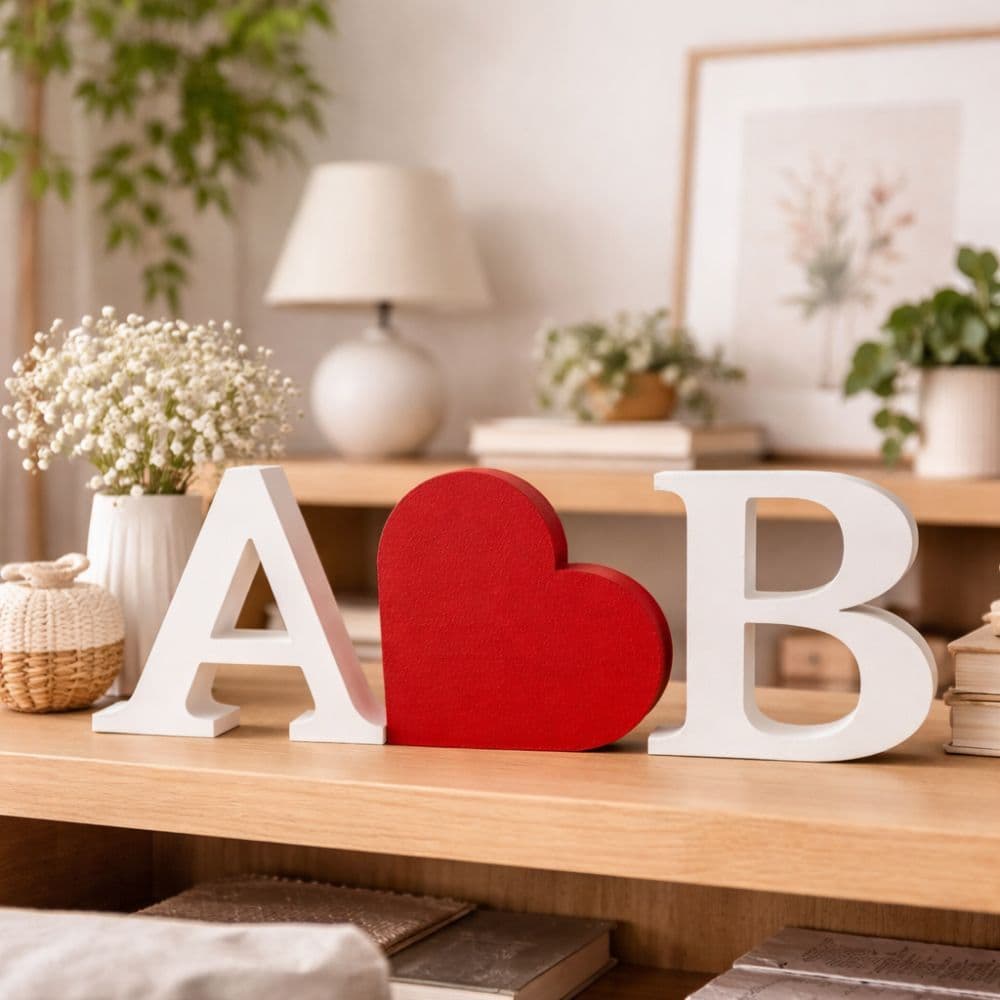 Kit Enfeite Decorativo Letra Inicial com Coração Premium 12 Cm