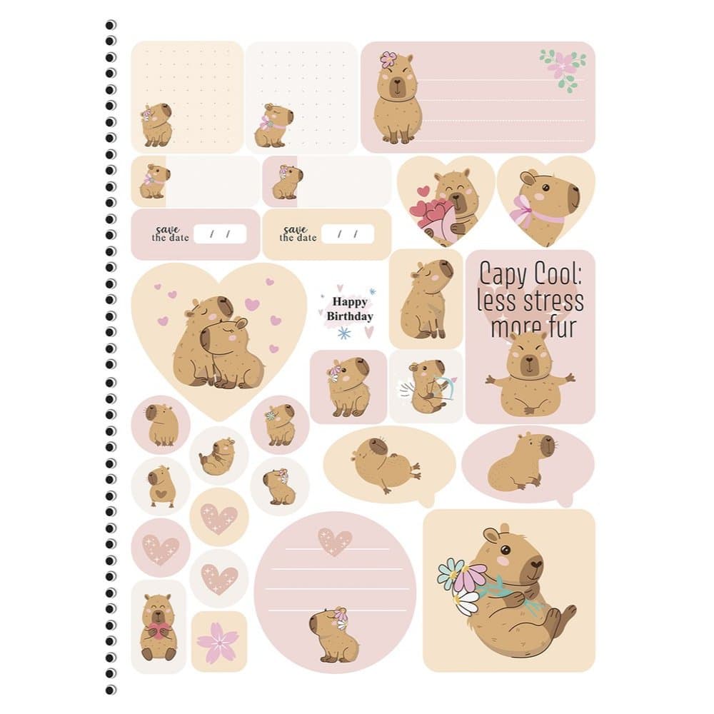 Caderno universitário Espiral 1 matéria Capivara com 80 Folhas - Sortido - Caderno Infantil