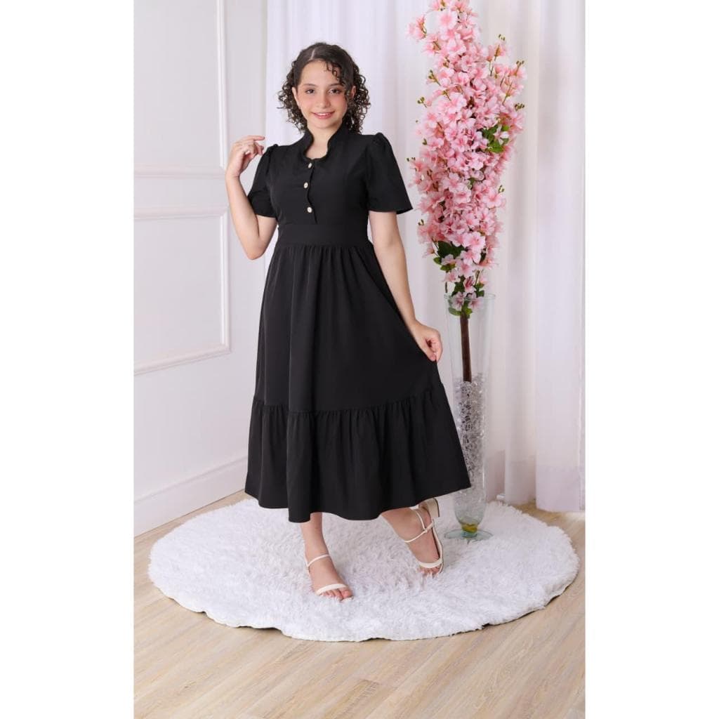 Vestido Juvenil Godê com Manga Princesa e Cintura Marcada Lançamento