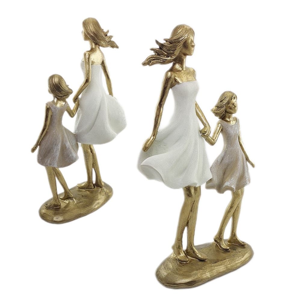 Familia Decorativa Mae e Filha Escultura