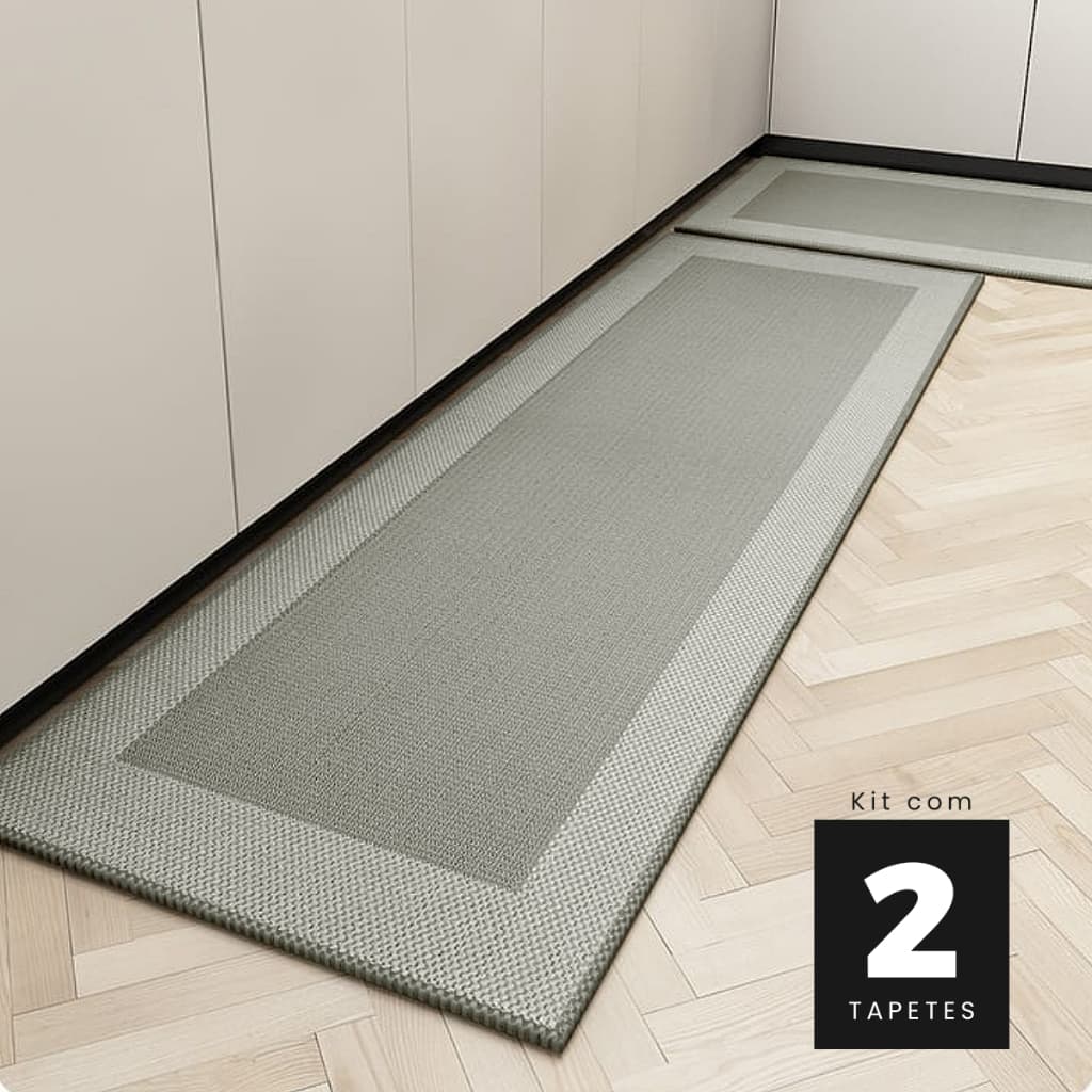 Kit 2 Tapetes 50x70cm e 50x180cm Multi Gold Antiderrapante Emborrachado Kacyumara