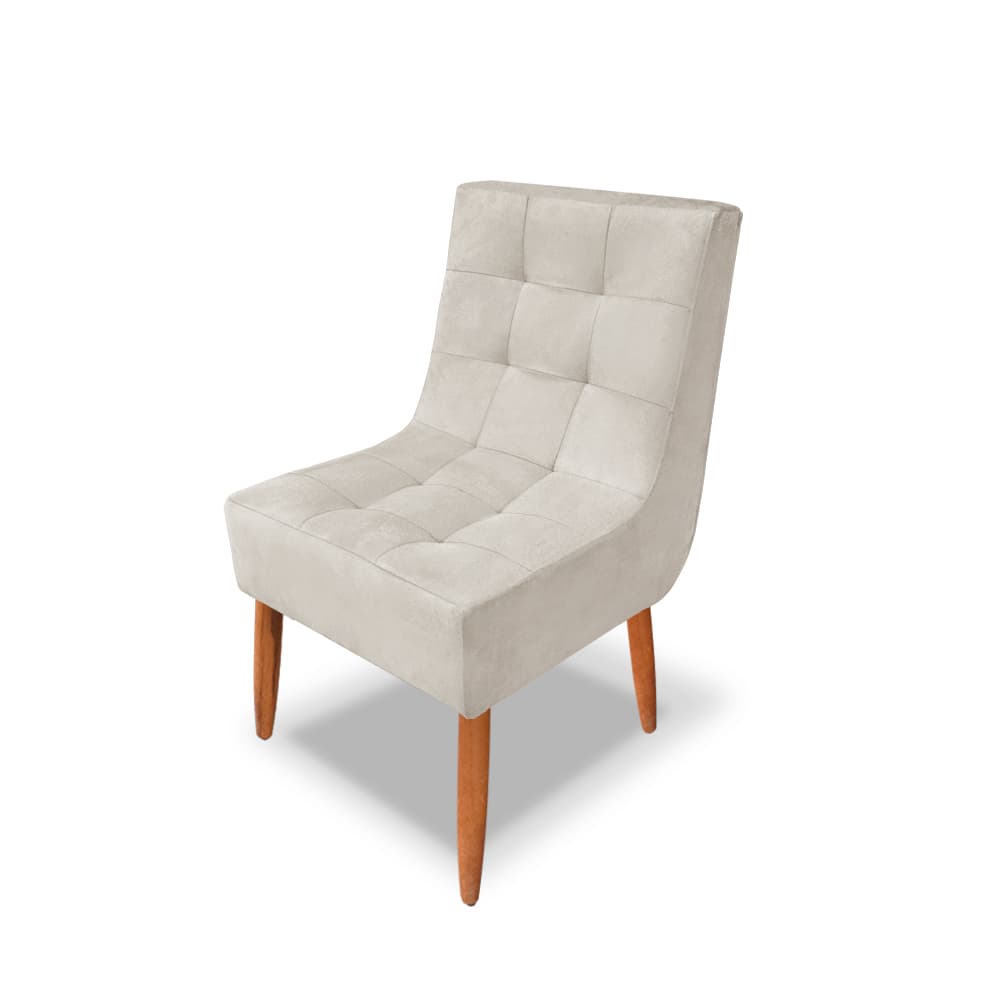 Cadeira Bege Trida Espuma D23 Tecido Suede Pés Palito