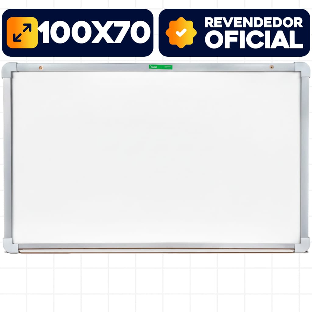 Quadro Branco Lousa Branca 100x70cm Souza Moldura MDF Aluminizado Apagador Marcadores Escolar