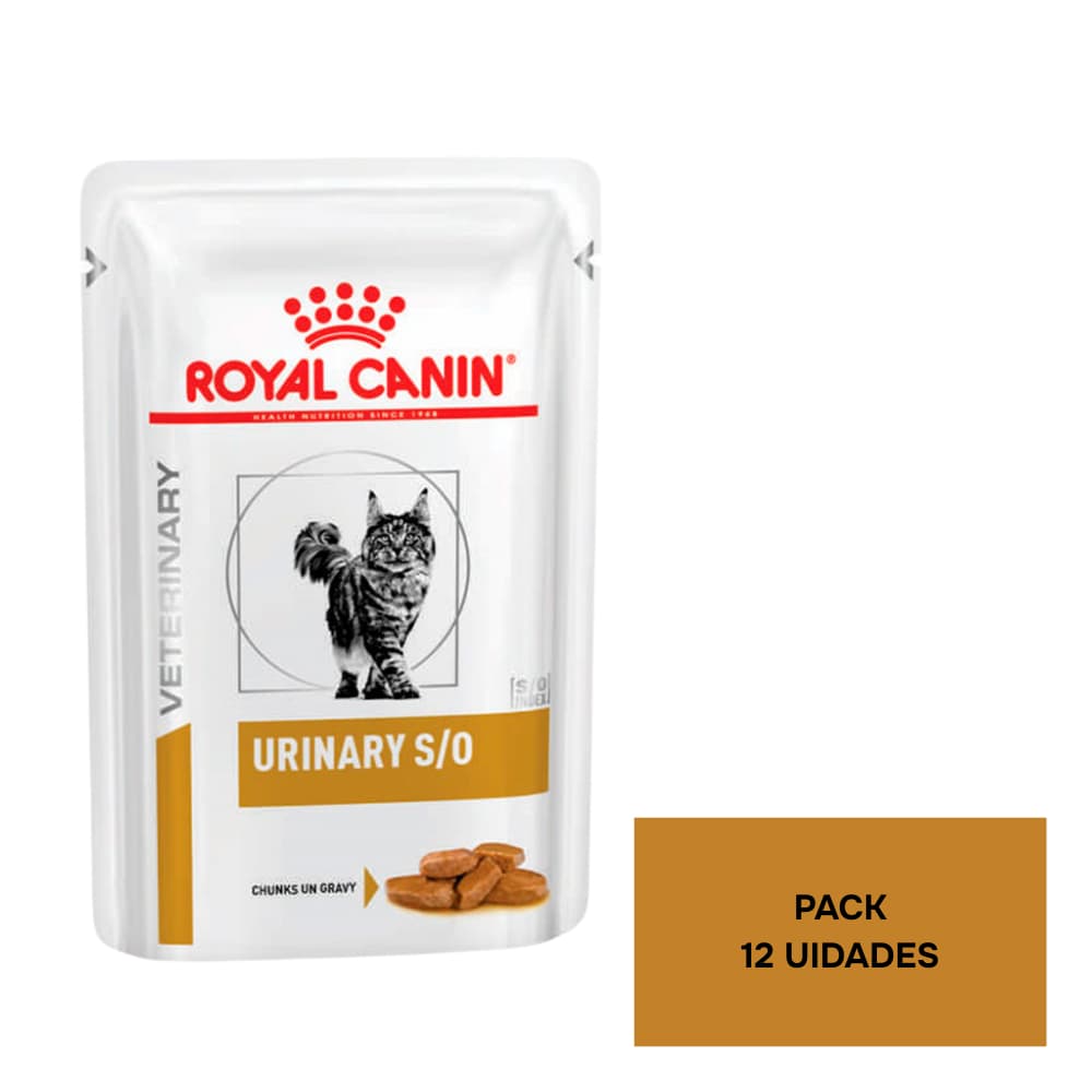 Pack Ração Royal Canin Sachê Feline Veterinary Diet Urinary S/O para Gatos com 12 sachês 85g