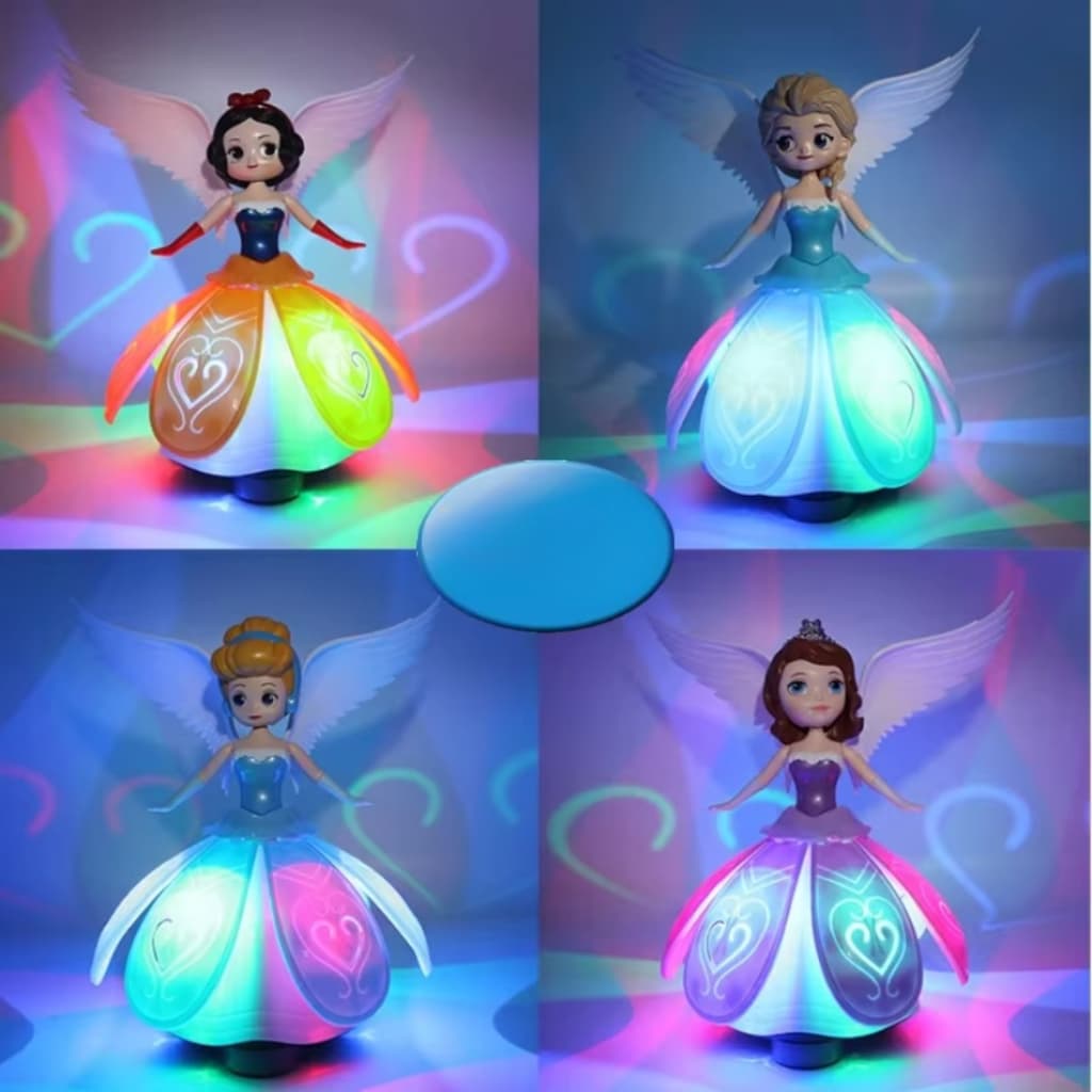 Boneca Princesa Dançarina Musical Com Luz Gira Brilha Canta Brinquedo Para Menina Fada Bailarina